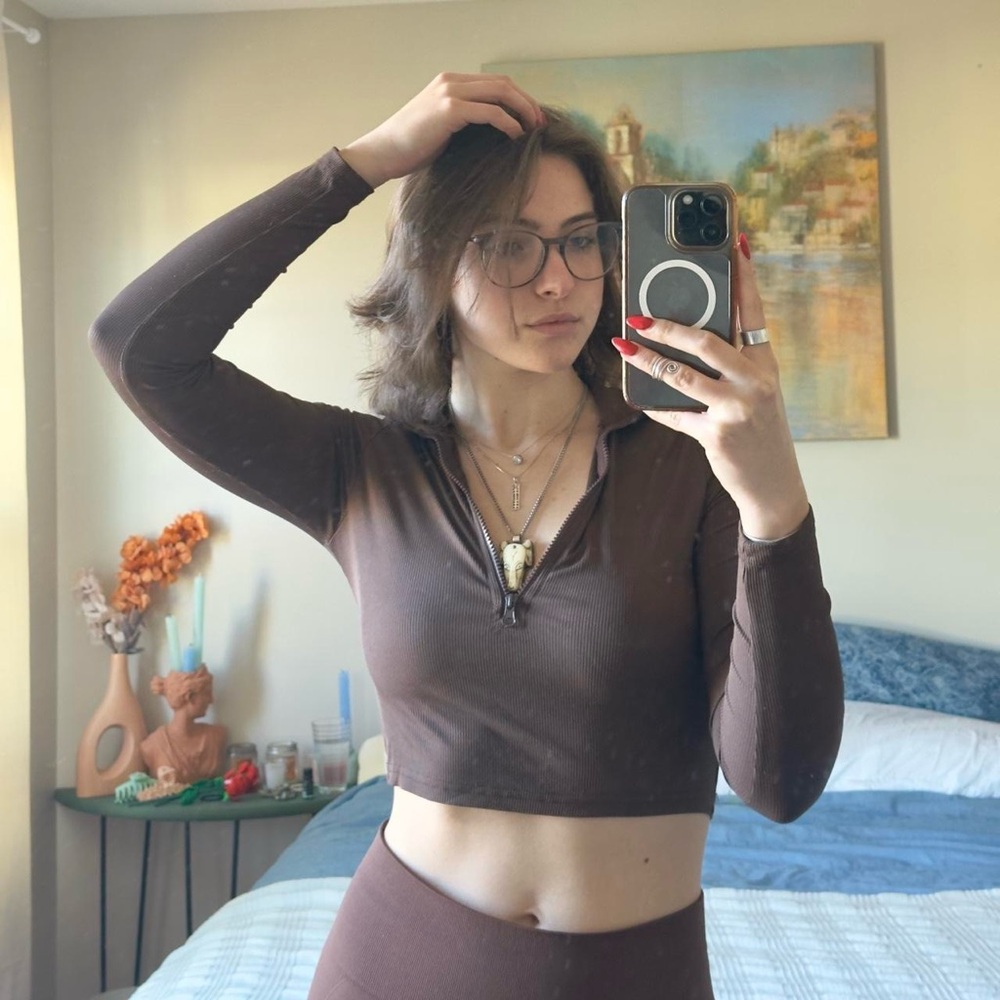 Brown half zip long sleeve
